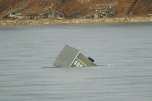 Ice House throught Lake Minnetonka