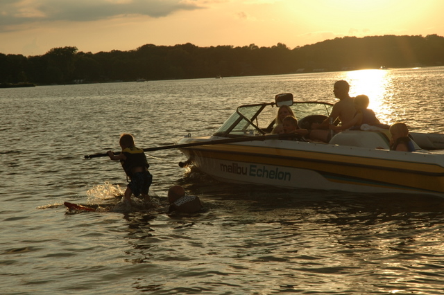 Tommy Rockwell water skiing at 3 1/2 years old July 4th Lake Minnetonka